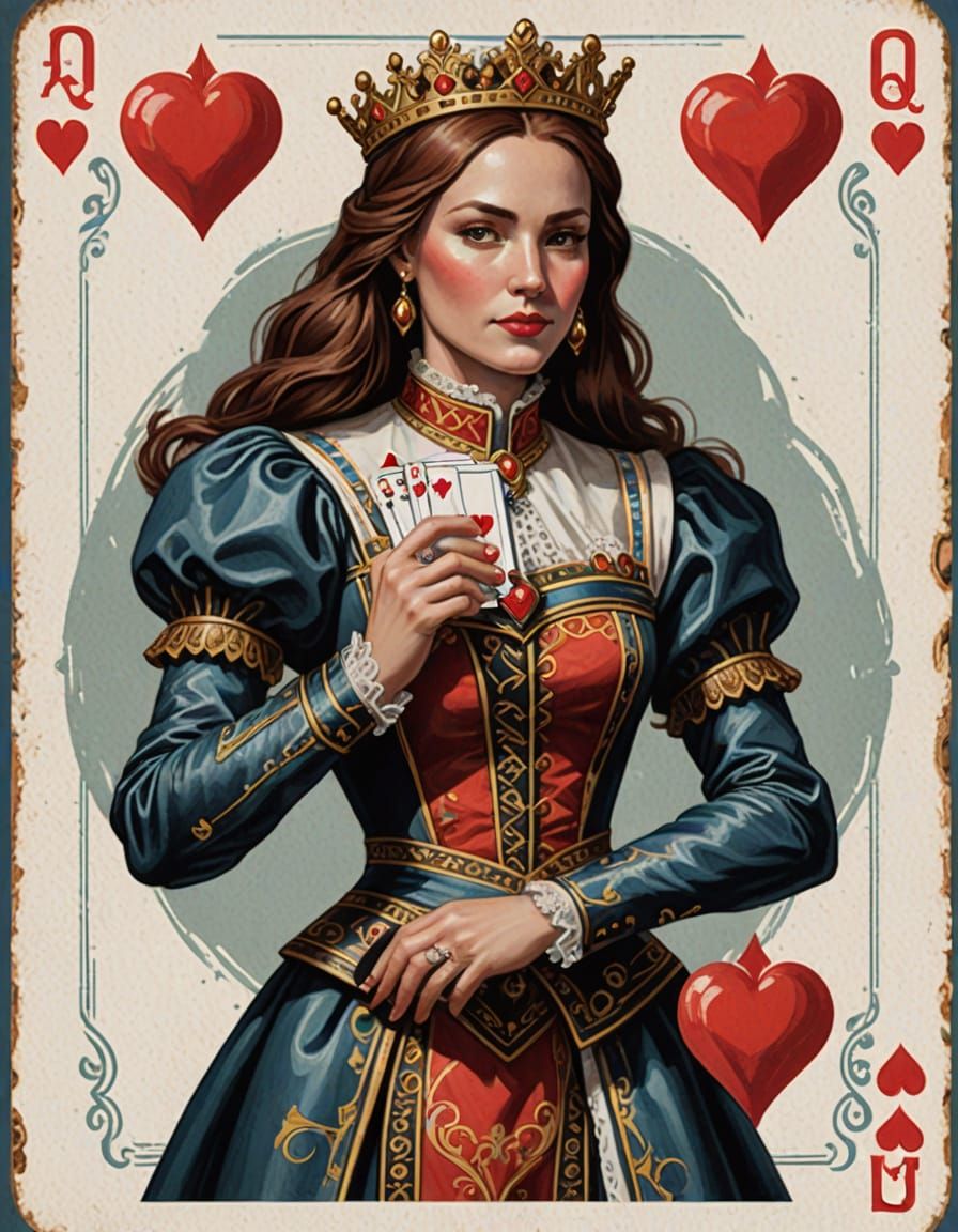 Queen of Hearts Braless Poker Card