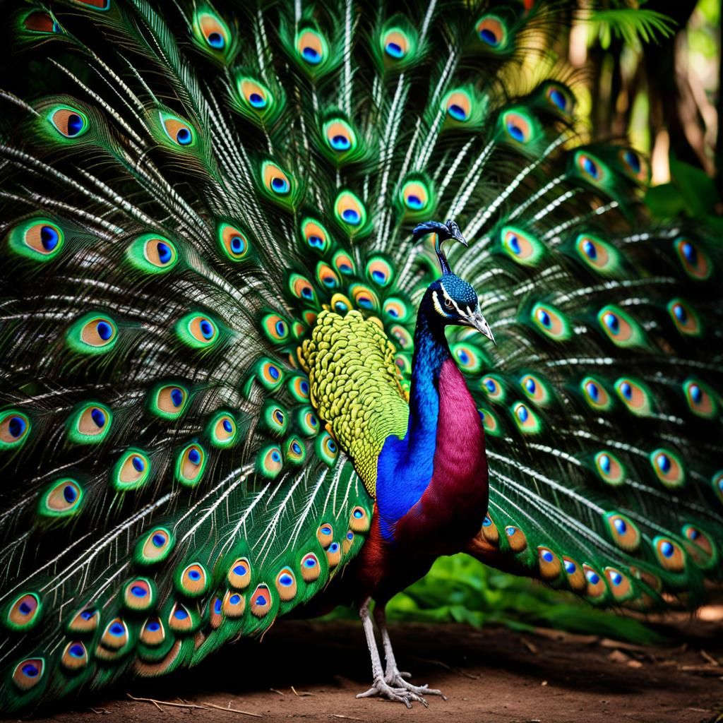 Peacock Mating Dance in Tropical Forest