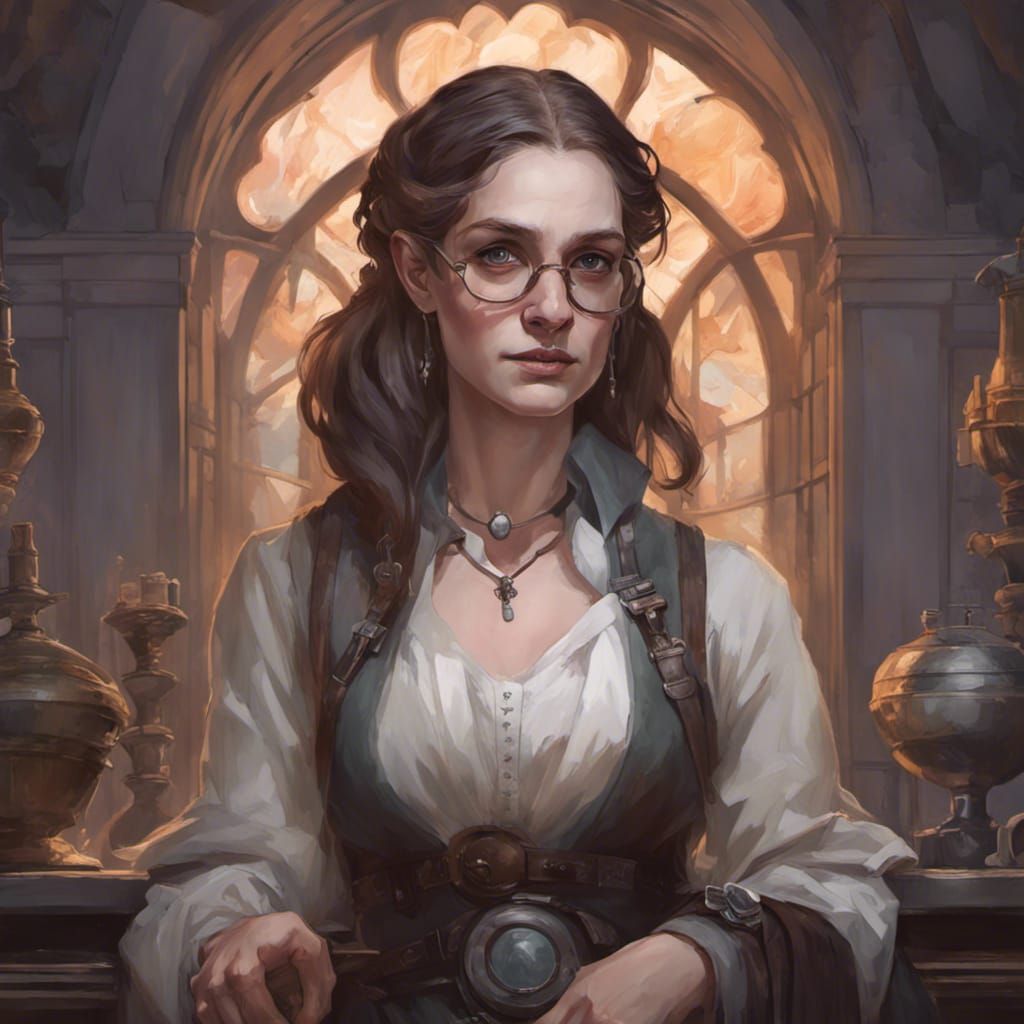 Mary Shelley as D&D Artificer: Detailed Portrait