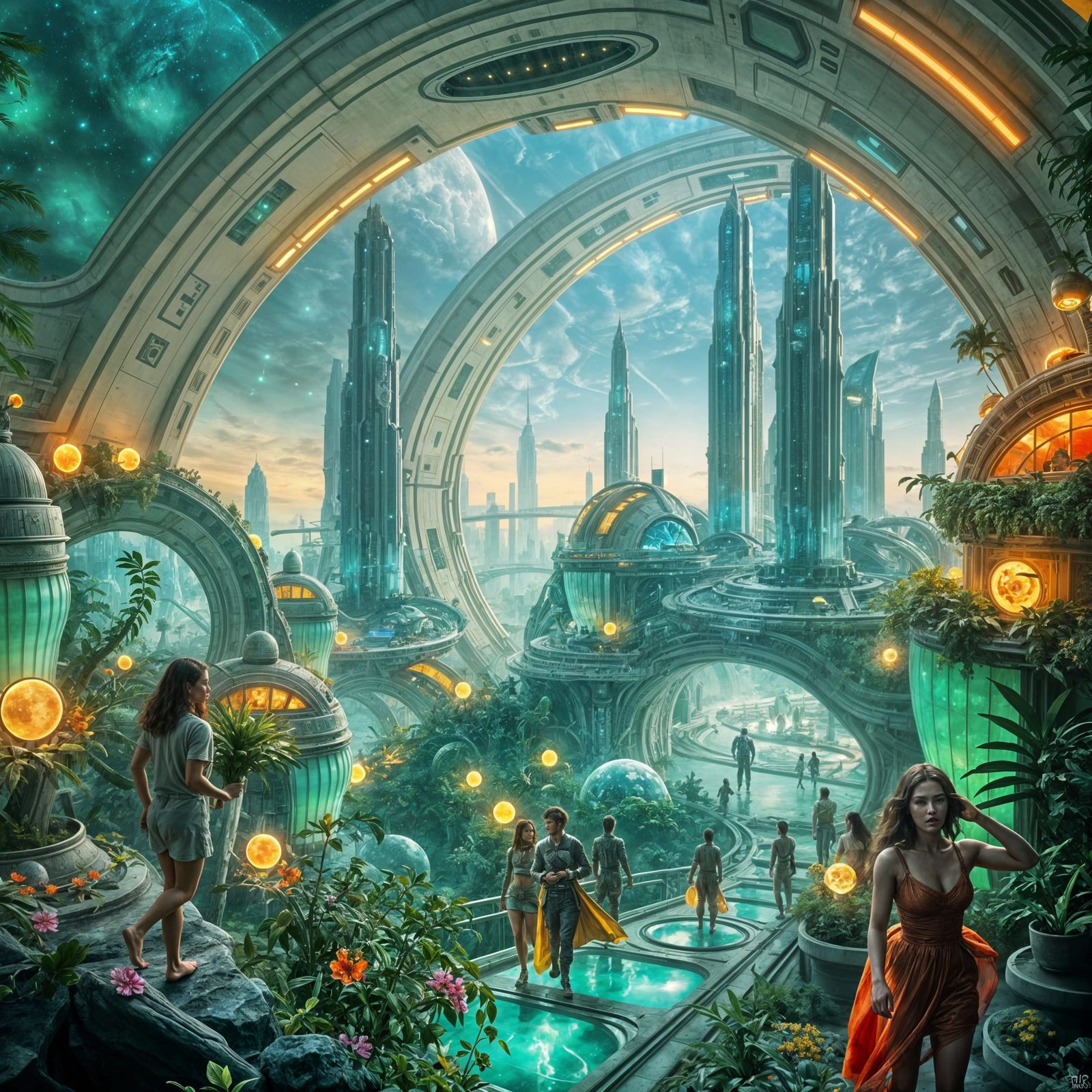 Utopian Spaceship Utopia in a Brilliant, Detailed World