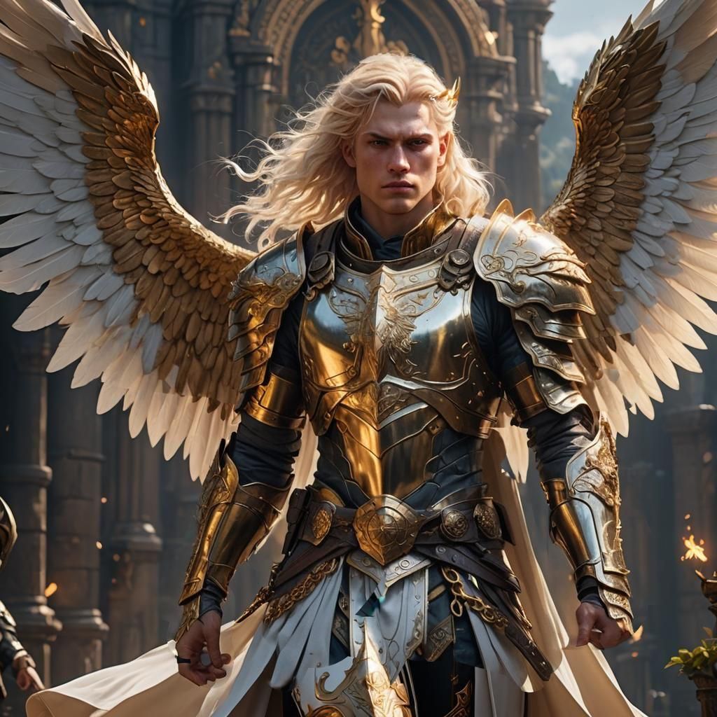 Aasimar Warrior with Wings and Chain Armor