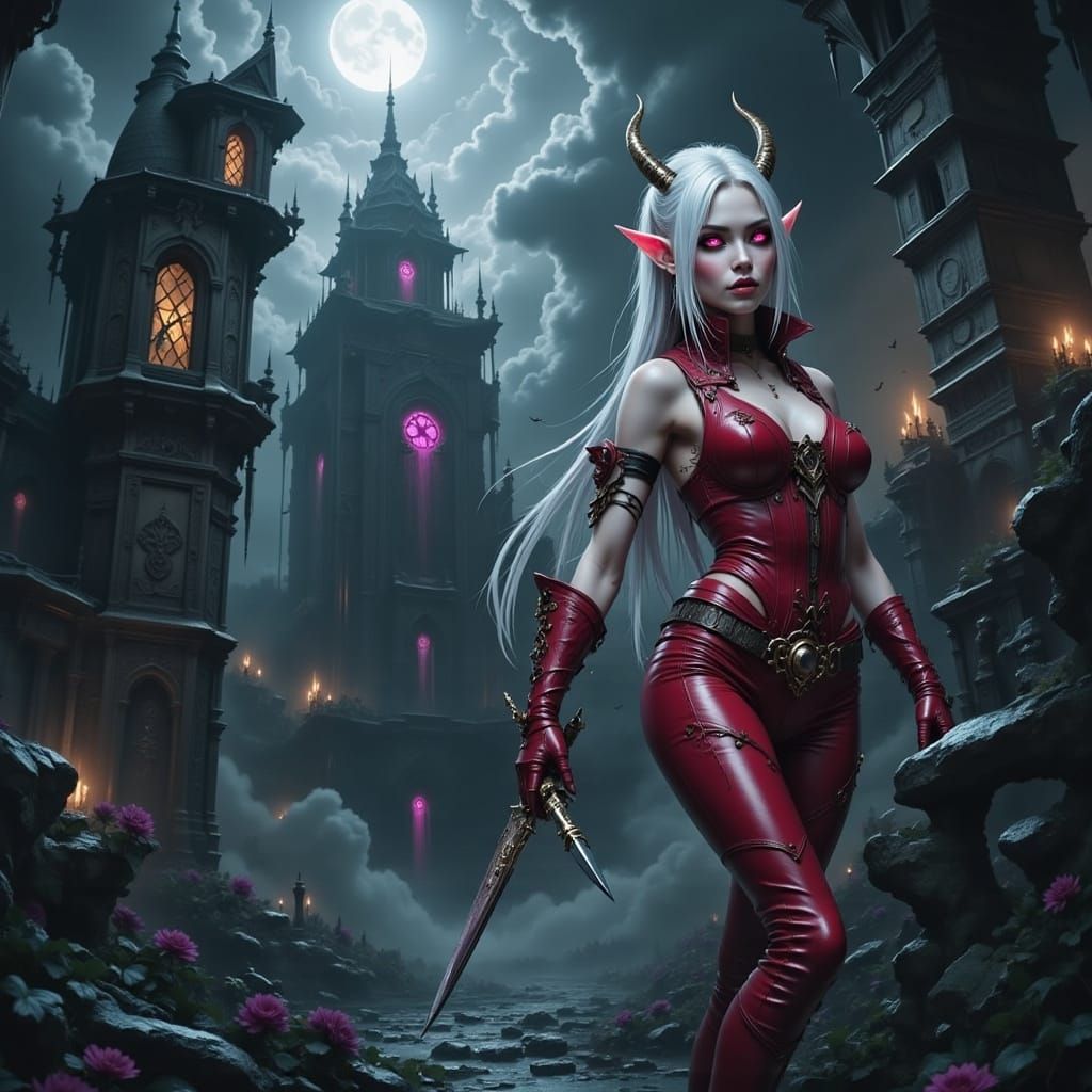 Drow Elf Lost in Dark Underground City