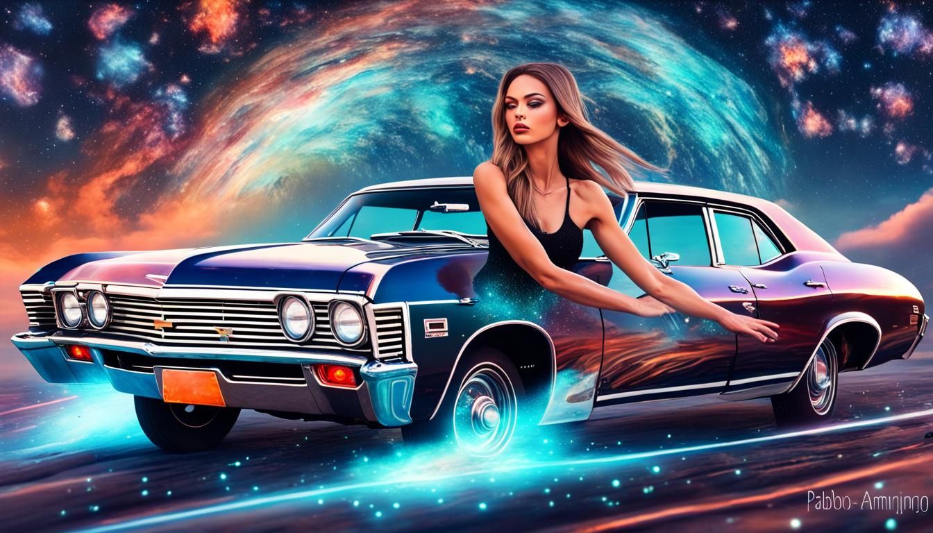 1967 Chevy Impala Soaring Through Space