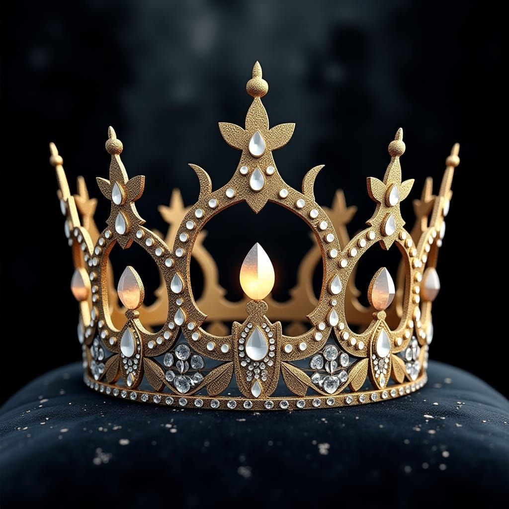 Ornate Crown Gleaming in Ethereal Moonlight