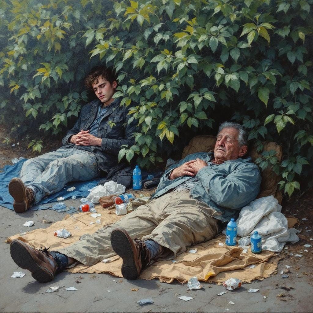 Homelessness in Park: Impressionist Photography