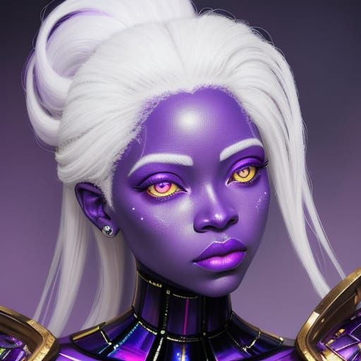 Albino African Girl Portrait in Anime Style