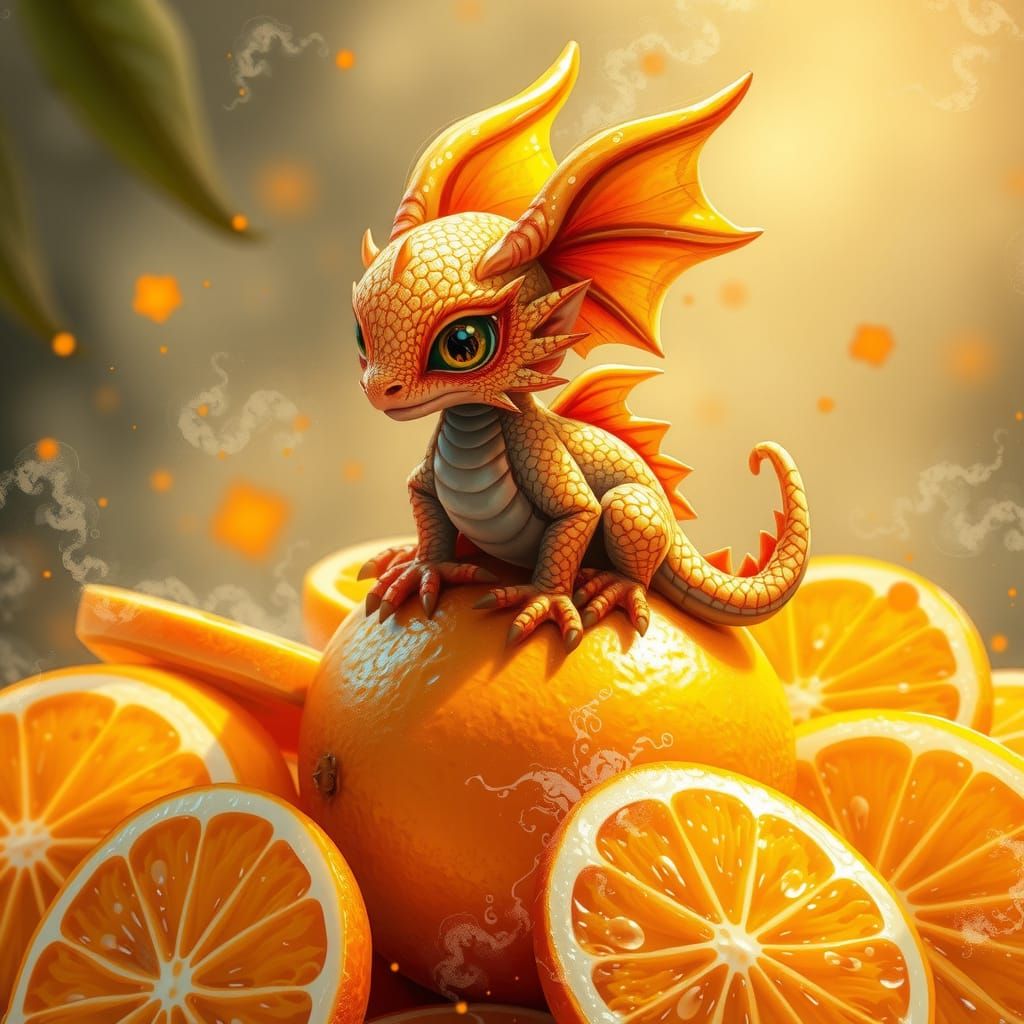Whimsical Dragon Embarks on Vibrant Orange Adventure