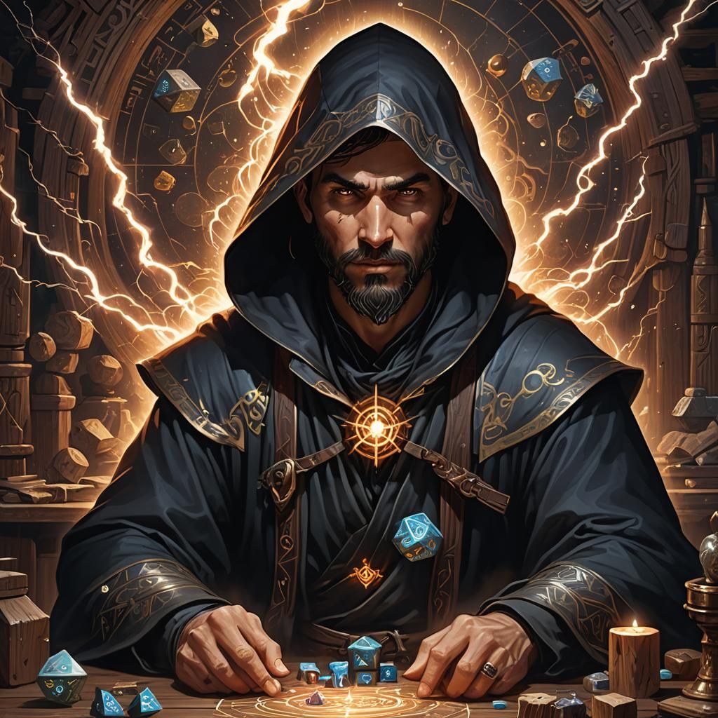 Intricate Portrait of a Dungeon Master in Cosmic Setting
