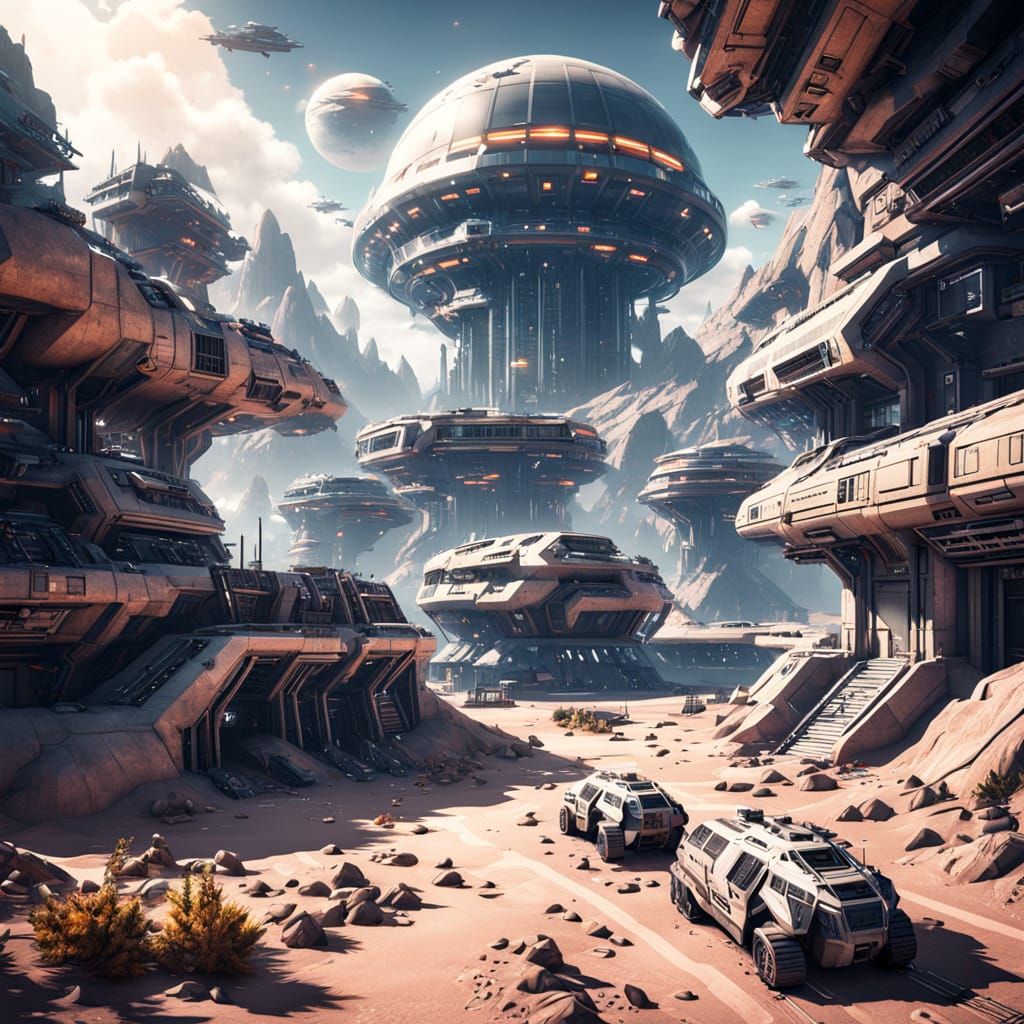 Surreal Alien Planet Fortress in 8K Epic Sci-Fi Style