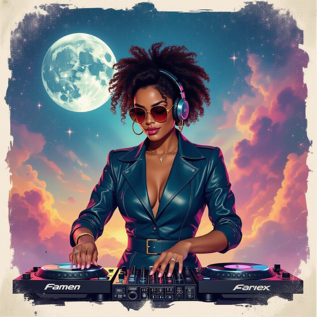 Cosmic Vinyl DJ in Afrofuturist Orthodox Style