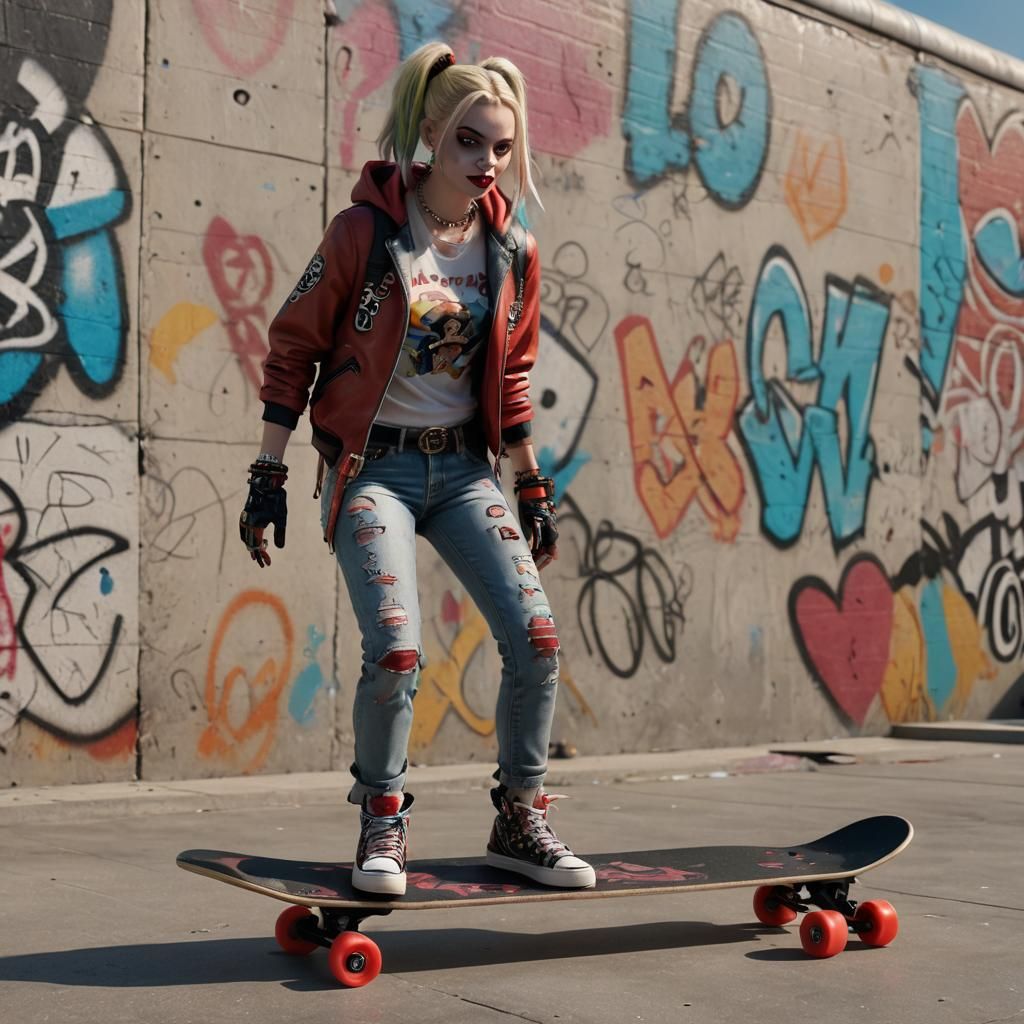 Harley Quinn in Louis Vuitton Skatepark Render