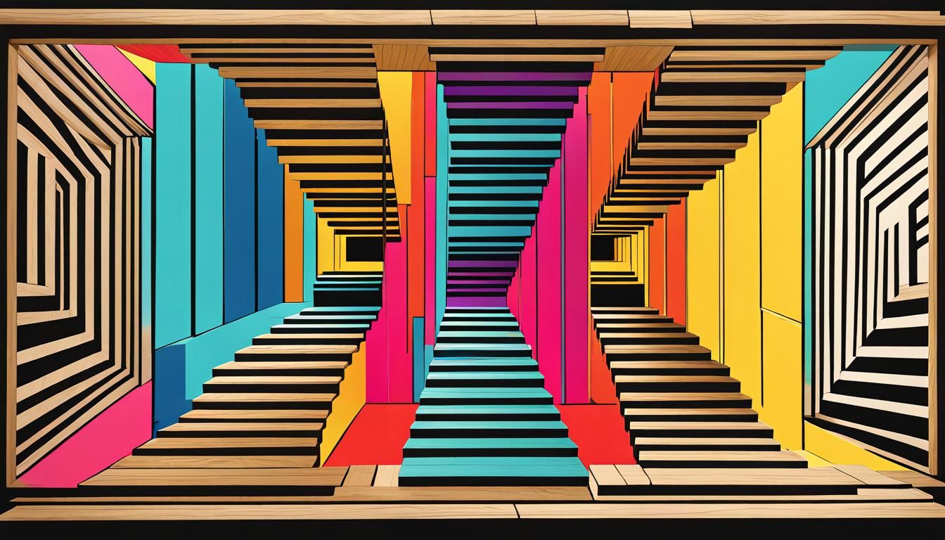 Geometric Staircase in Pop Art Style