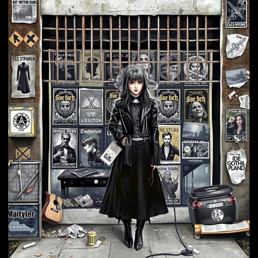 Goth Singer in Foggy Street Art Mural