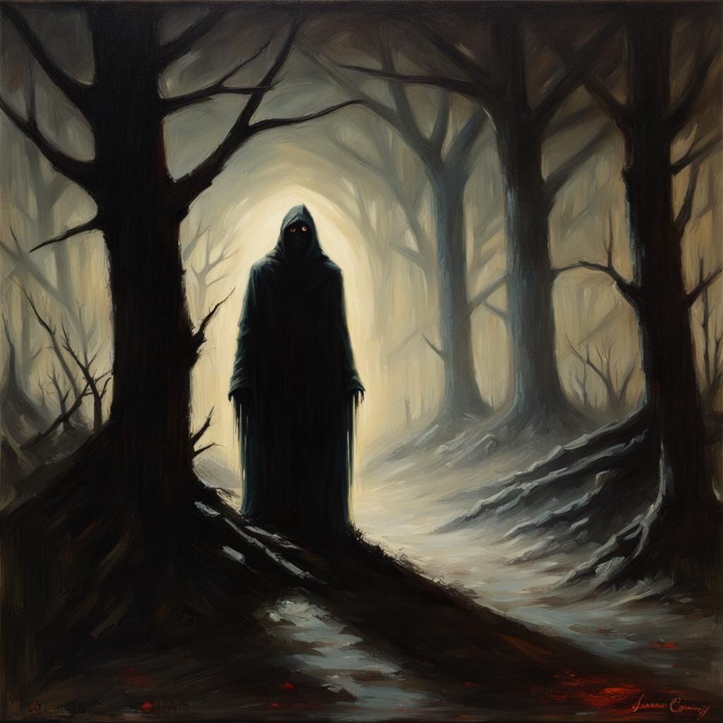 Creepy Dark Horror Scene with Lurking Figure