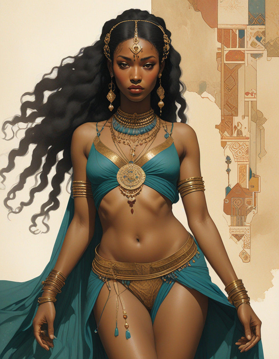 Sultry Al-andalus Belly Dancer in Artistic Fusion Style