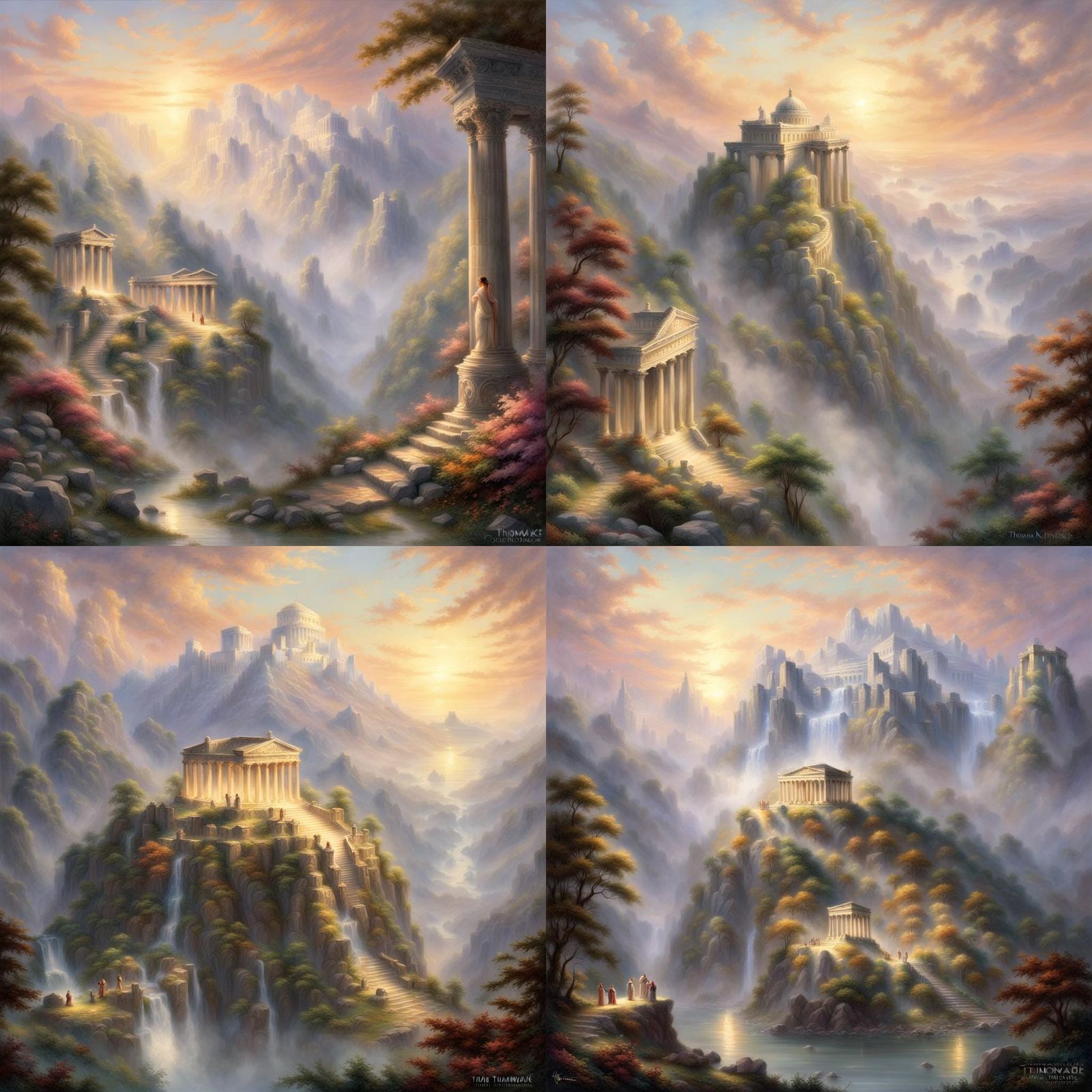 Olympus: Ancient Greek Temples in Ethereal Mist