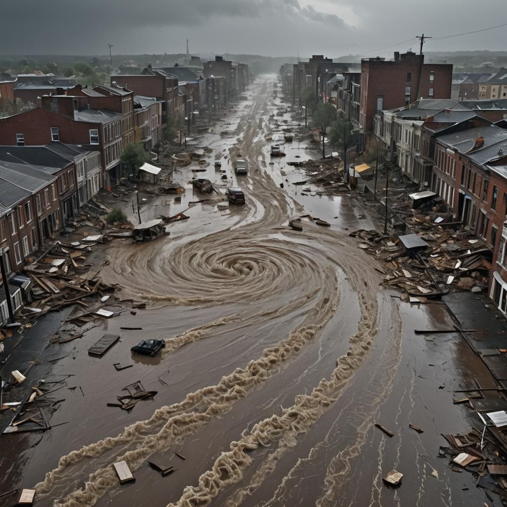 Gritty 8K Hurricane Levels Town