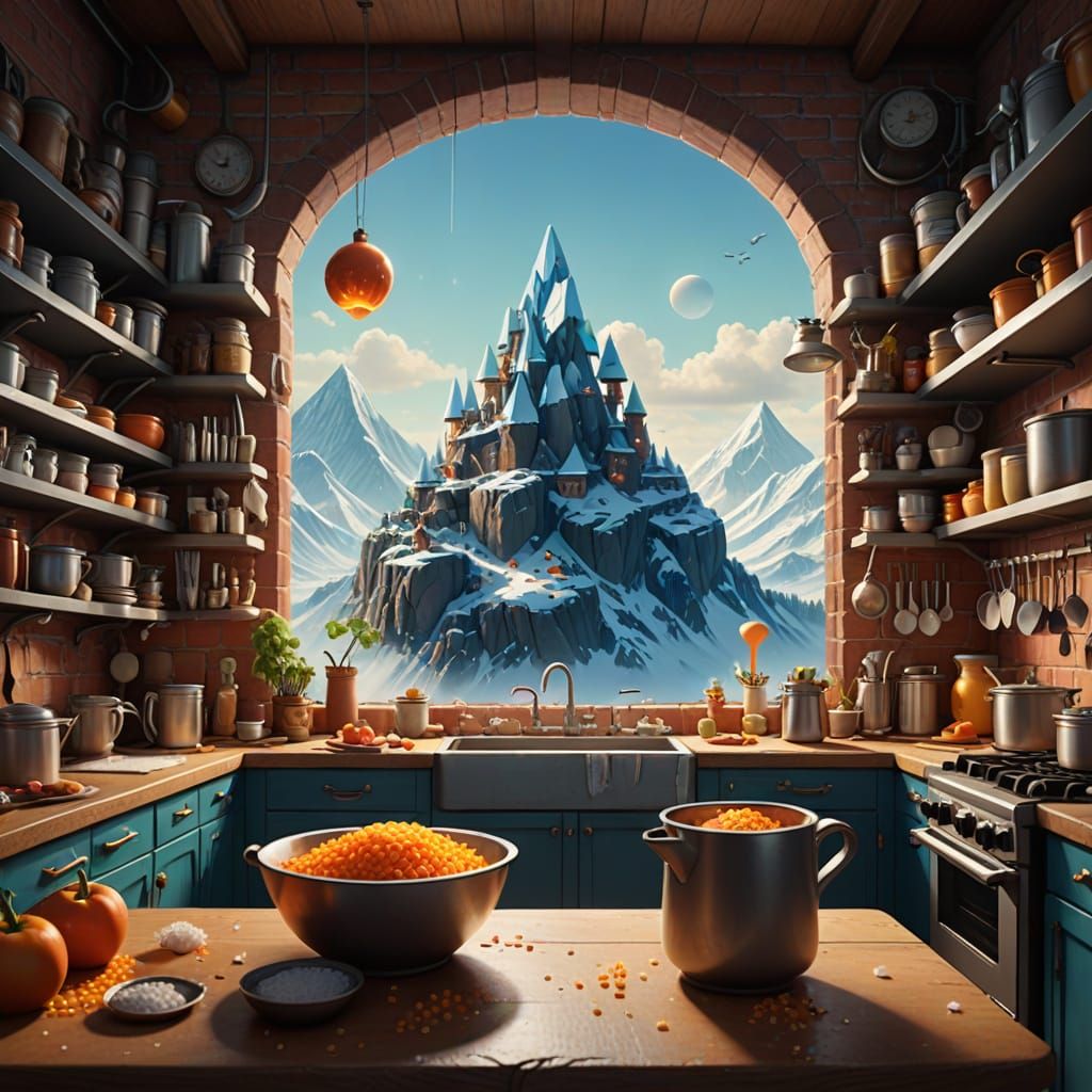 Tiny People Explore Kitchen Peaks In Playful Pixar Style