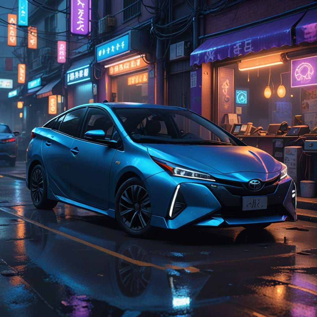 Sleek 2024 Toyota Prius Prime in Vibrant Fantasy Concept Art