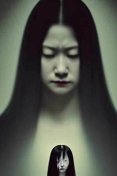 Ominous Portrait Inspired by Japanese Horror, by Rutkowski