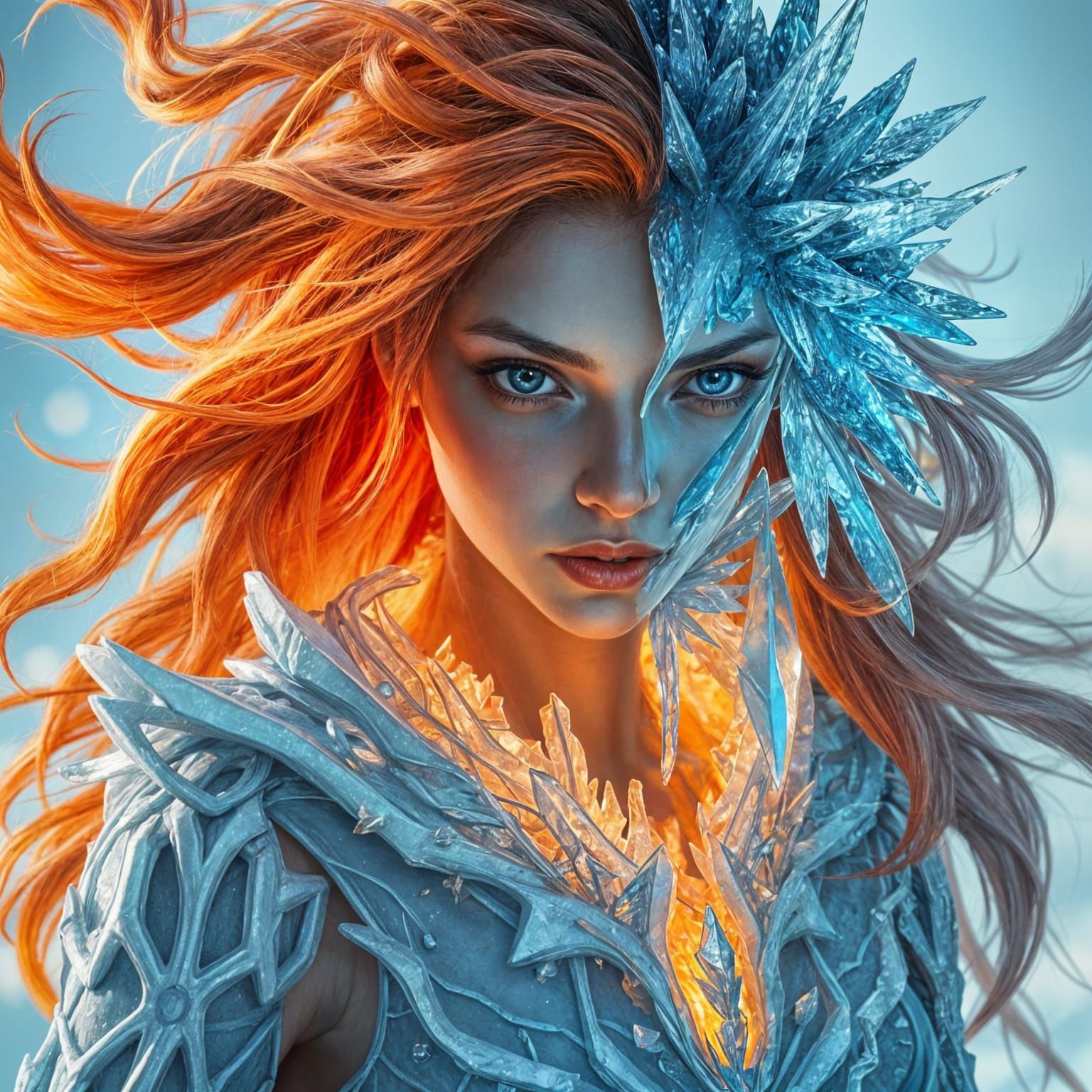 Fantasy Portrait: Fire and Ice Transformation
