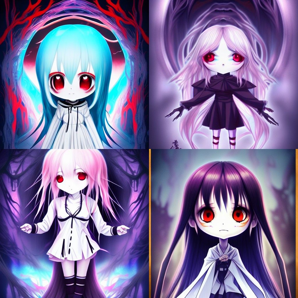 Chibi Ghost in Dark Academia Style