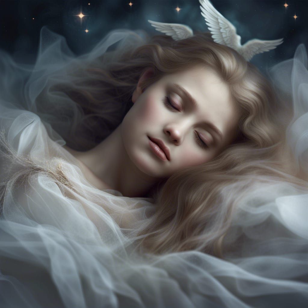 Ethereal Sleeping Angel Girl: Beautiful and Wistful