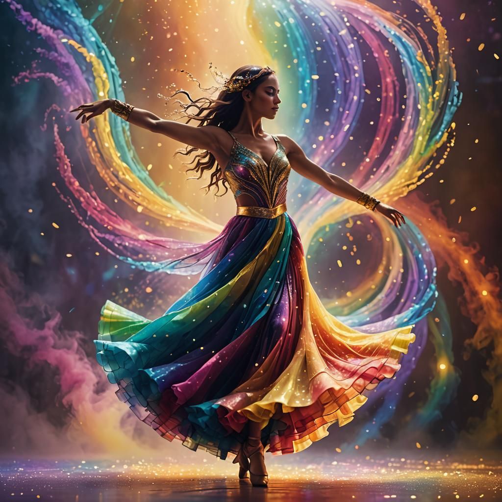 Rainbow Dancer in a Cinematic Fantasy Art Style