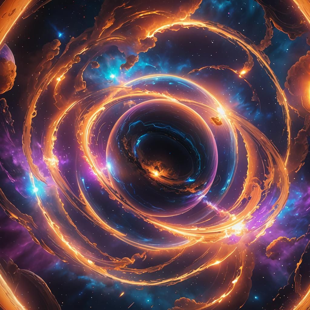 Saturn in Iridescent Cosmos: Fantasy Concept Art