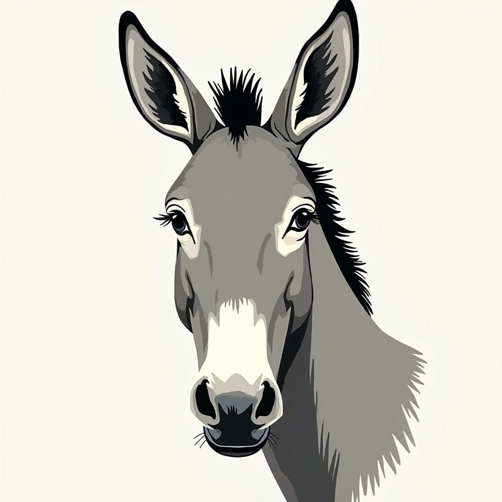 Friendly Mule Face Logo in Whimsical Hand-Drawn Style