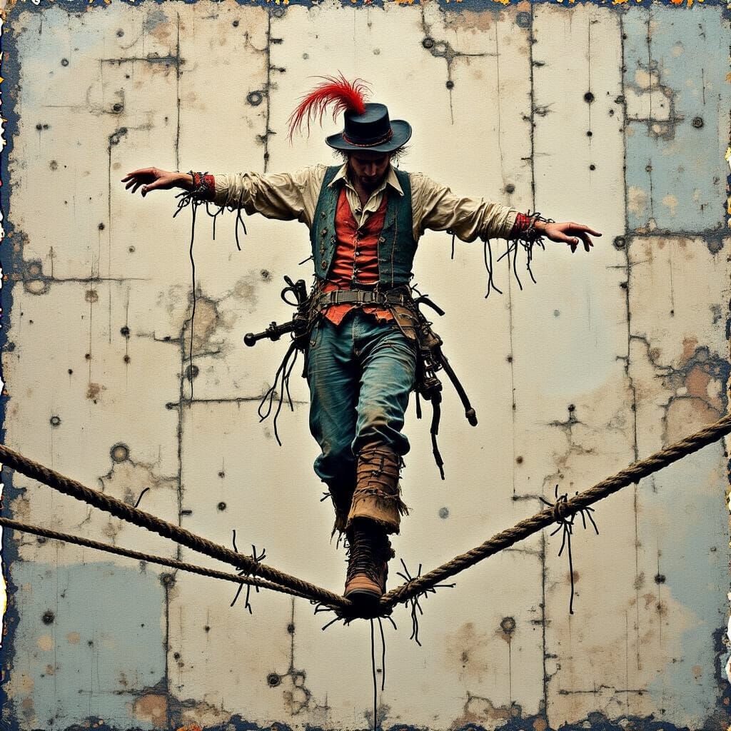 Grunge Circus Performer in Dreamlike Impressionism