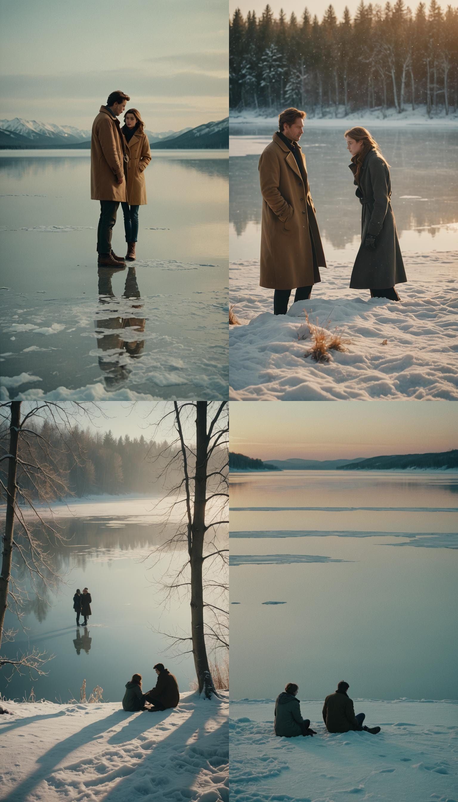 Winter Lake Scene with Cinematic Lighting