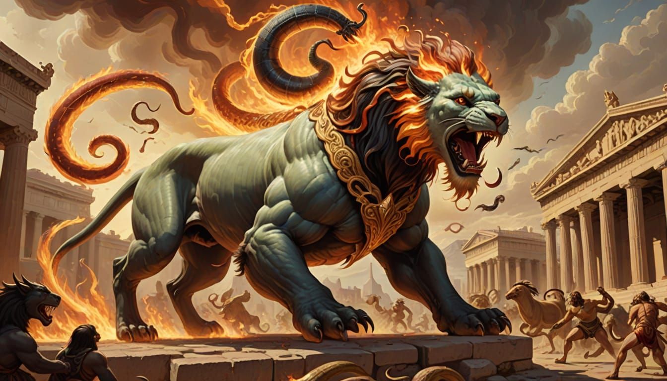 The Chimera: Fiery Lion-Goat-Snake Hybrid in Ancient Greek M...