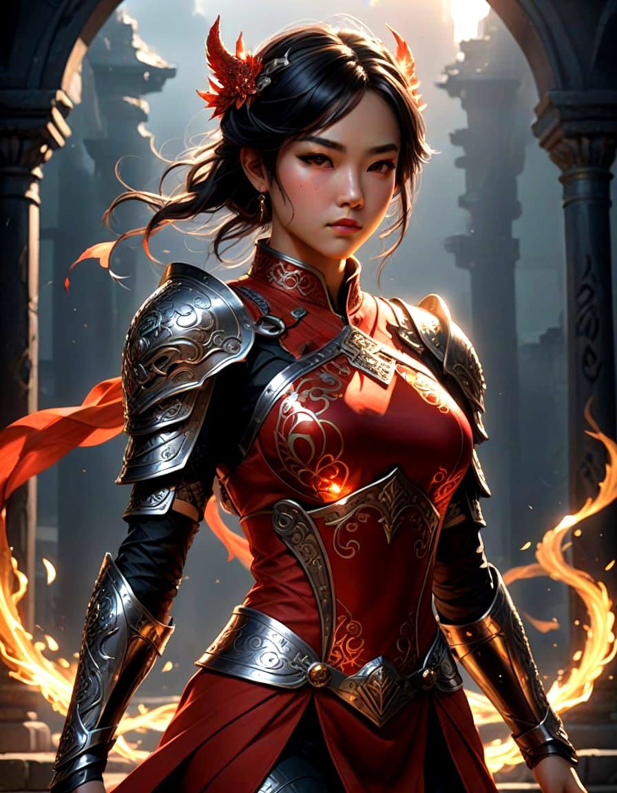 Elegant Chaos Warrior in Mystical Realm