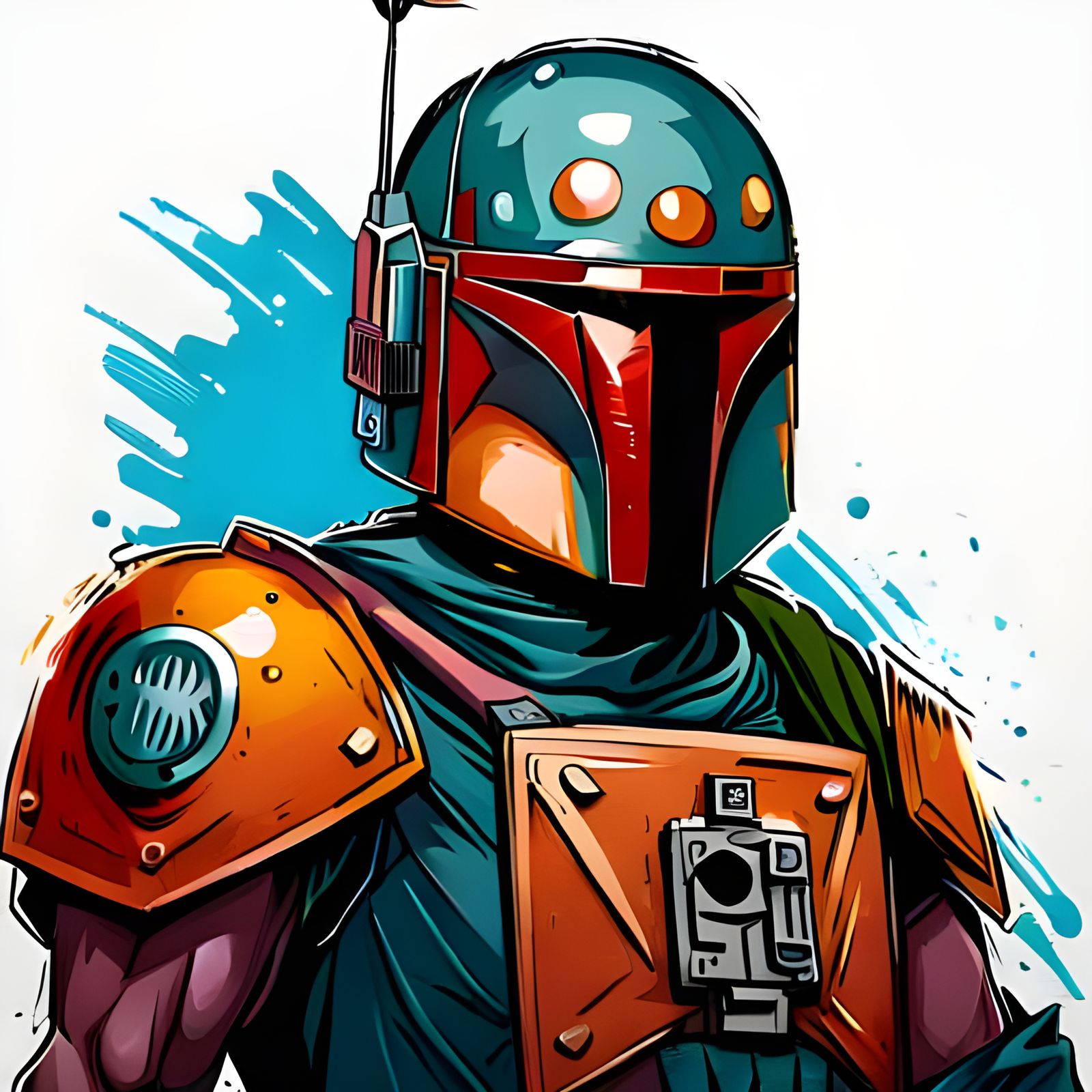 Muscular Boba Fett Portrait in Digital Art Style