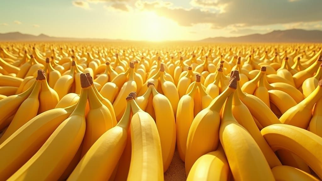 Hyperrealistic Banana Patterns in Analogous Colors