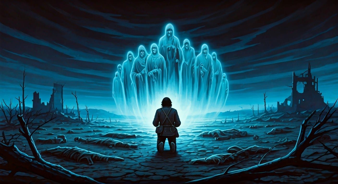 Desolate Battlefield: 1970s Dark Fantasy Art