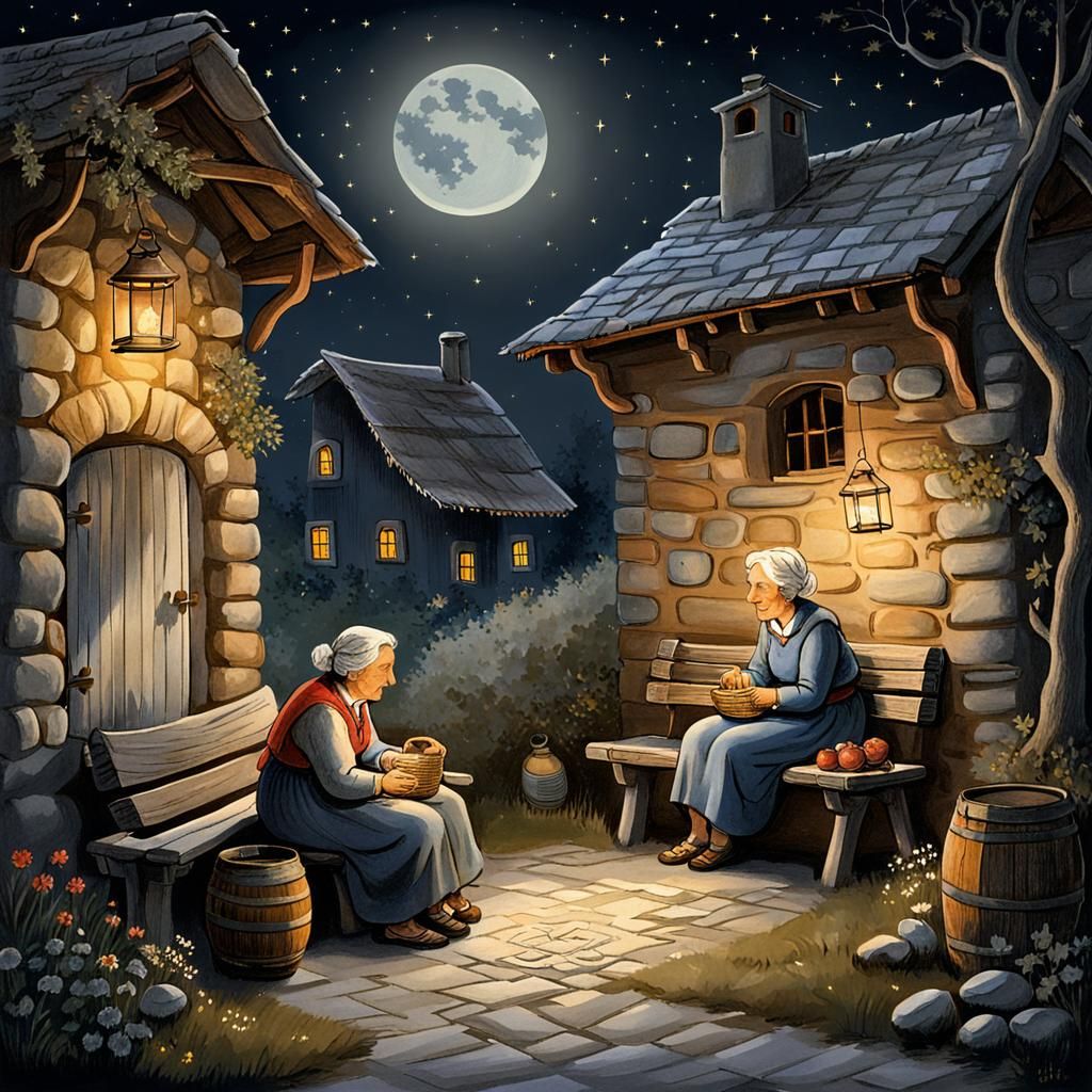 Italian Grandmother's Enchanting Nighttime Storytelling