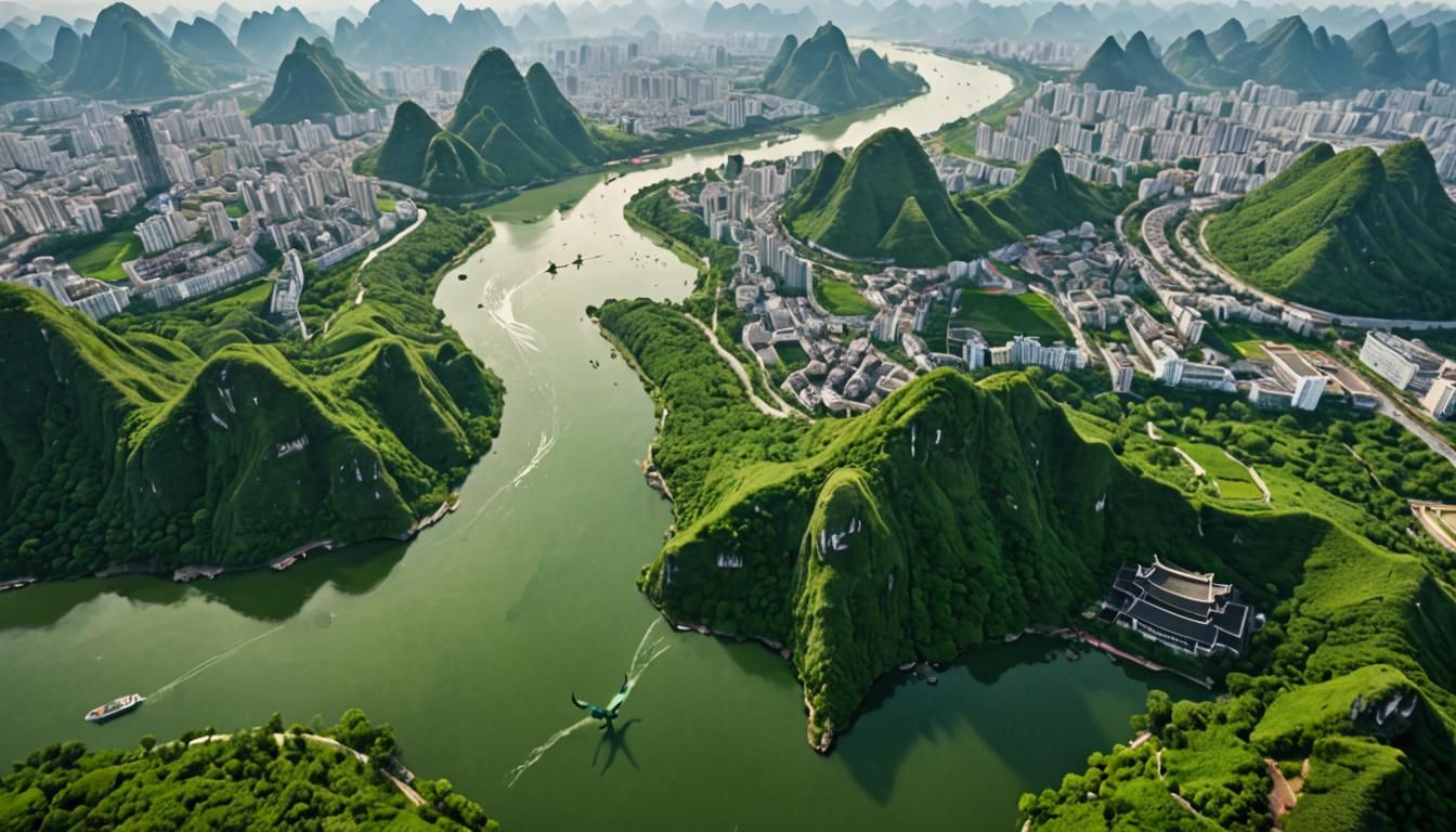 Guilin China River Dragon Aerial Photography