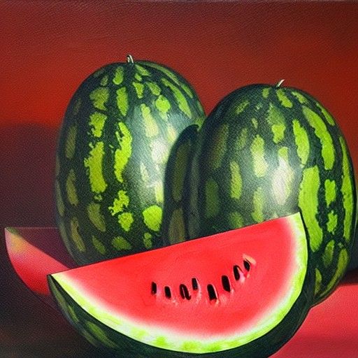 Exploding Watermelon Bomb as Oil Painting