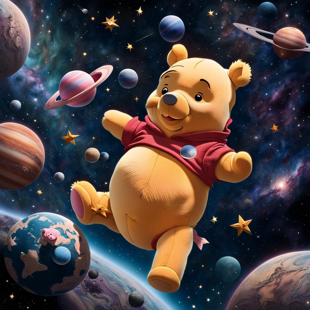 Winnie the Pooh and Piglet in Space