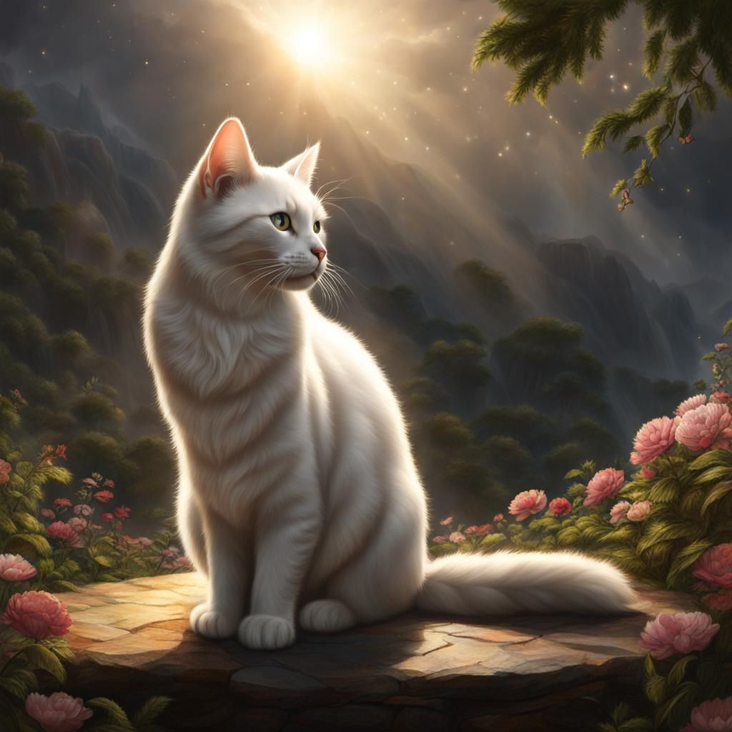 Realistic Cat with Godlike Qualities