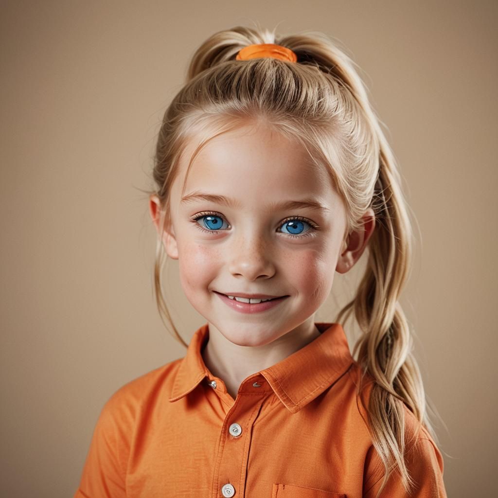 Smiling Girl Portrait with Blond Hair and Blue Eyes