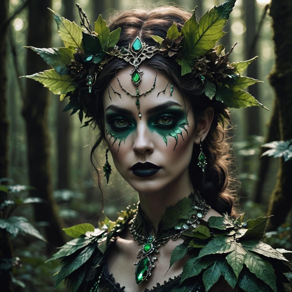 Eerie Forest: Dark Fantasy Wood Fae Portrait
