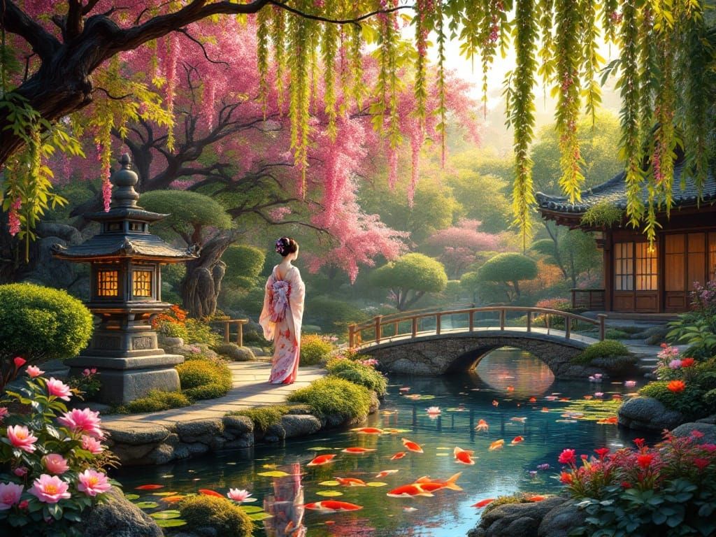 Japanese Water Garden in a Vineyard Setting