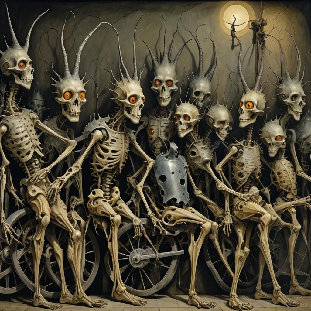 Surreal Morgue Scene with Strange Creatures