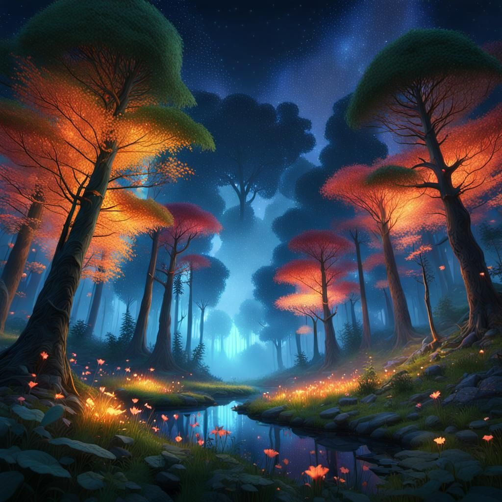 Enchanted Forest Glade at Twilight: A Fantasy Concept Art