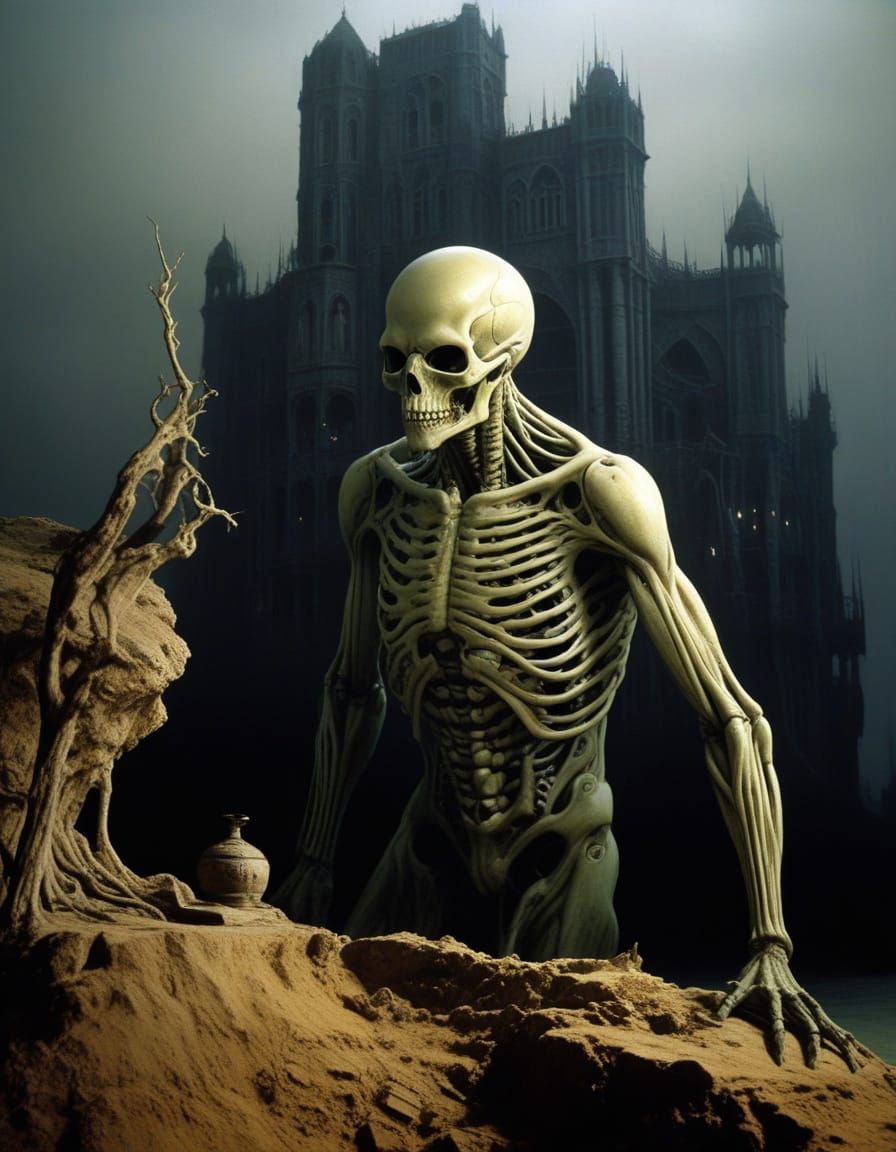 Lone Figure in Eerie Surreal Landscape