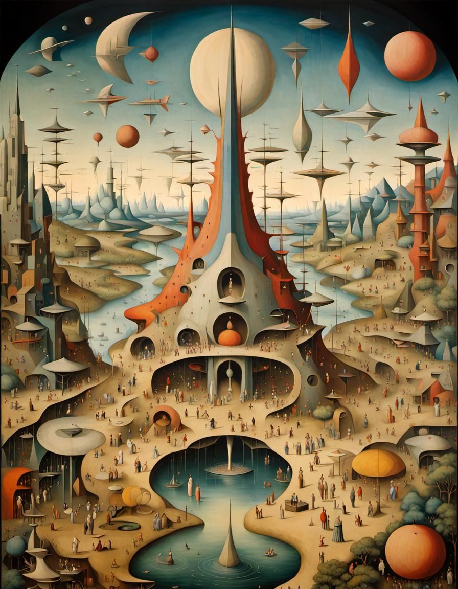 Futuristic Art Deco Mural Inspired by Science Fiction