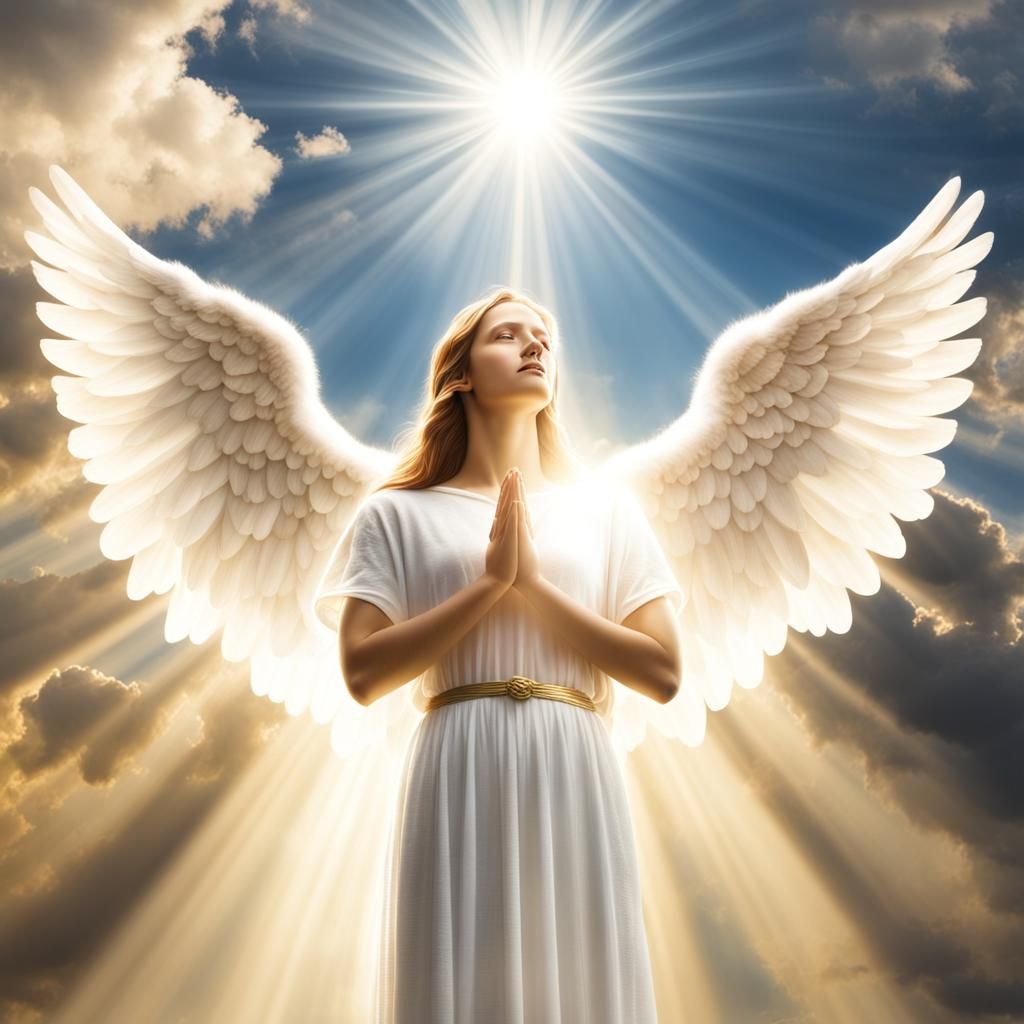 Biblically Accurate Archangel Praying in Divine Light